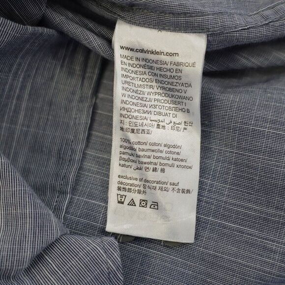 Calvin Klein Medium Heather Gray Cotton Stretch Collared Dress Shirt - Picture 10 of 11